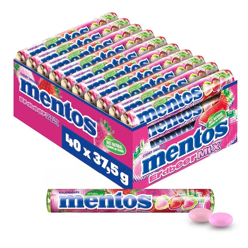Mentos Erdbeer Mix 37,5g, 40er Pack