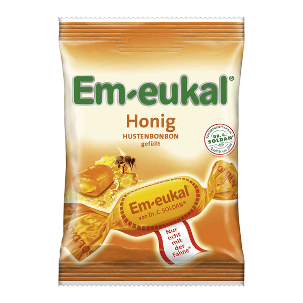 Em-eukal cough drops honey filled sugary 75g