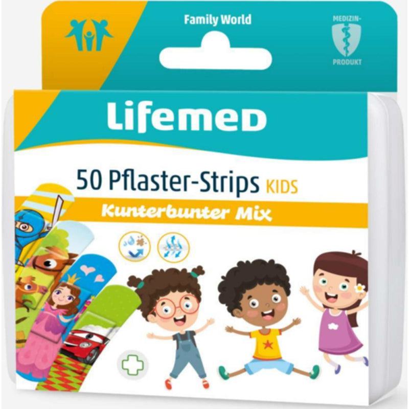 Lifemed Pflaster-Strips Kids 6 cm x 1,7 cm Kunterbunter Mix 50Stk