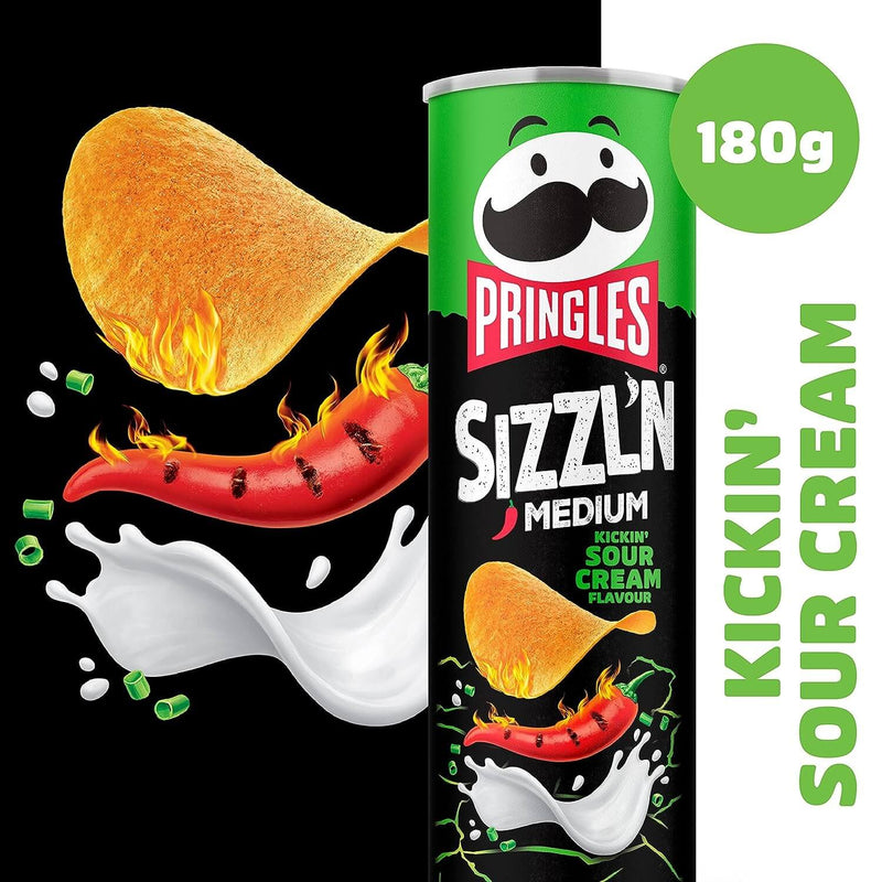 Pringles Sizzln Sour Cream 180g