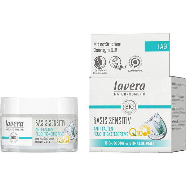 Lavera basis sensitiv Anti-Falten Feuchtigkeitscreme Natürliches Coenzym Q10, Bio-Jojoba & Bio-Aloe Vera 50 ml