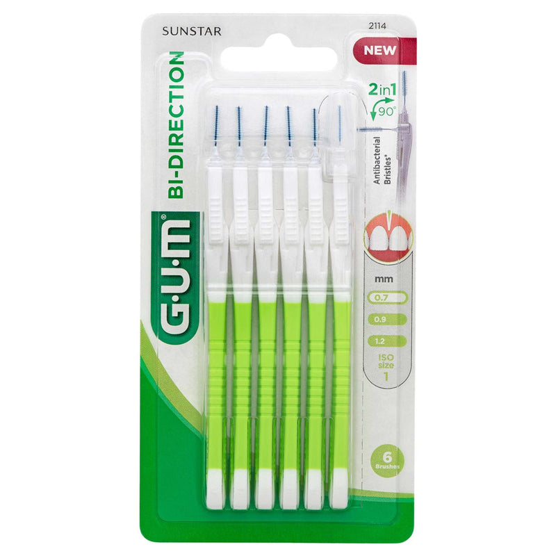 Gum Bi-Direction Interdental Brushes 0.7 mm green (candle) 6 pieces