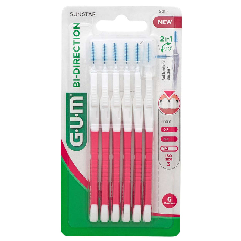 Gum Bi-Direction Interdental Brushes 1.2 mm pink (fir) 6 pieces
