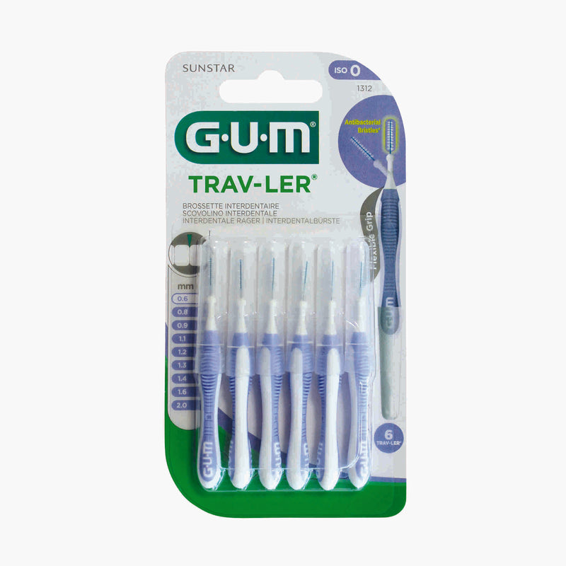 GUM TRAV-LER cepillos interdentales 6 piezas ISO 0 azul claro 0.6mm