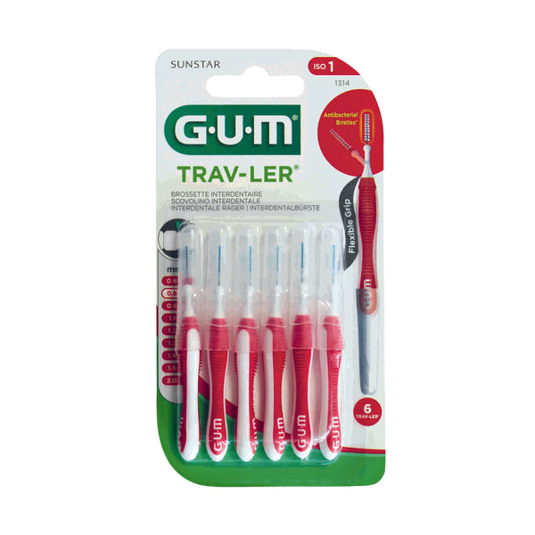 GUM TRAV-LER Interdentalbürsten 6 Stück ISO 1 rot 0,8mm