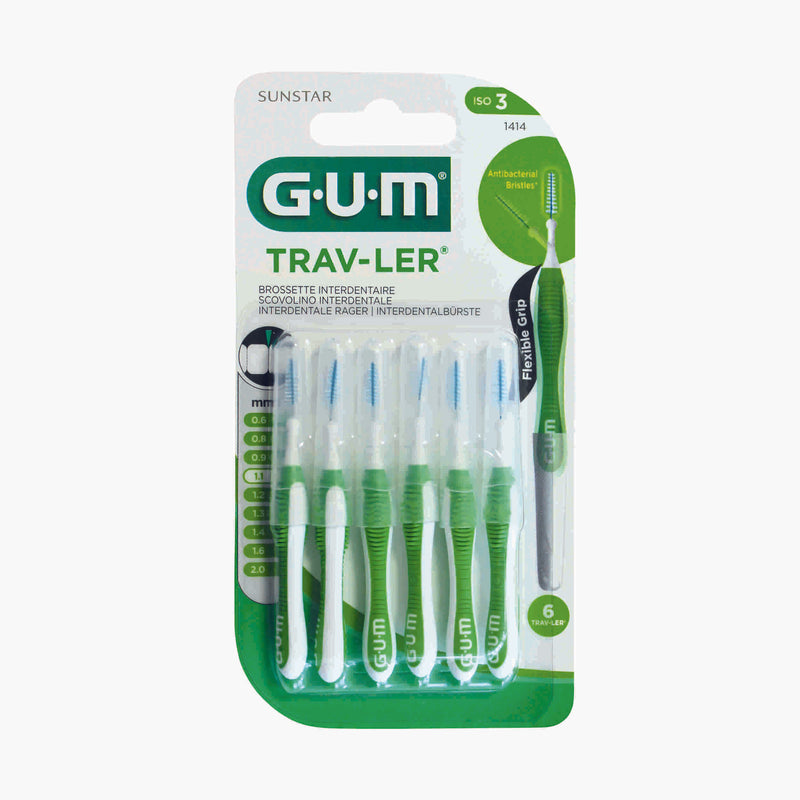 GUM TRAV-LER cepillos interdentales 6 piezas ISO 3 verde 1.1mm