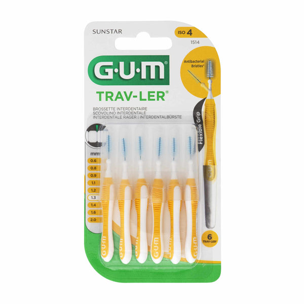 GUM TRAV-LER Interdentalbürsten 6 Stück ISO 4 gelb 1,3mm