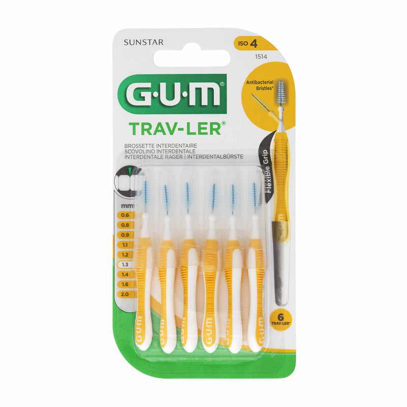 GUM TRAV-LER Interdentalbürsten 6 Stück ISO 4 gelb 1,3mm