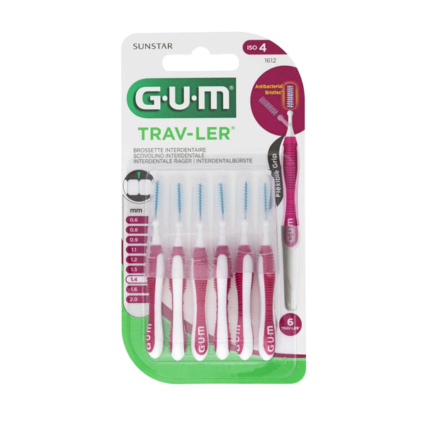 GUM TRAV-LER Interdentalbürsten 6 Stück ISO 4 pink 1,4mm