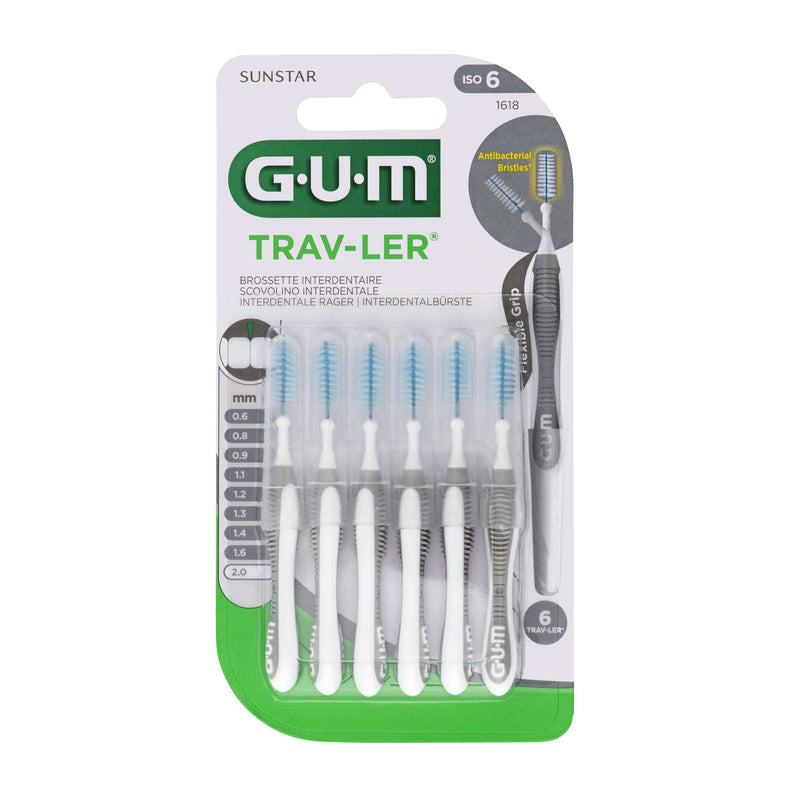 GUM TRAV-LER Interdentalbürsten 6 Stück ISO 6 grau 2,0mm