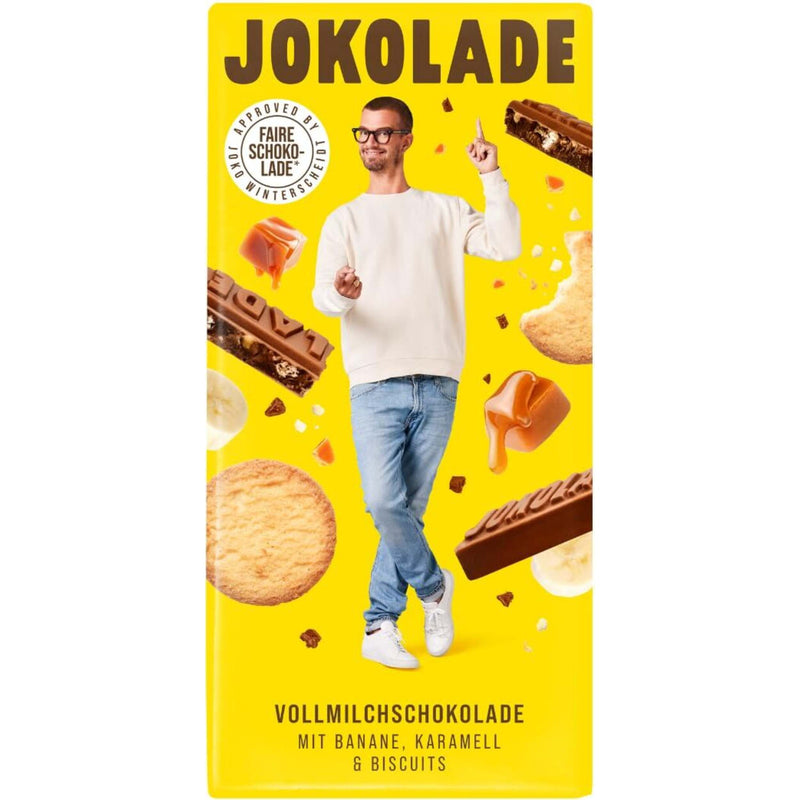 JOKOLADE No2 Vollmilschschokolade mit Banane, Karamell  Biscuits 140g Tafel