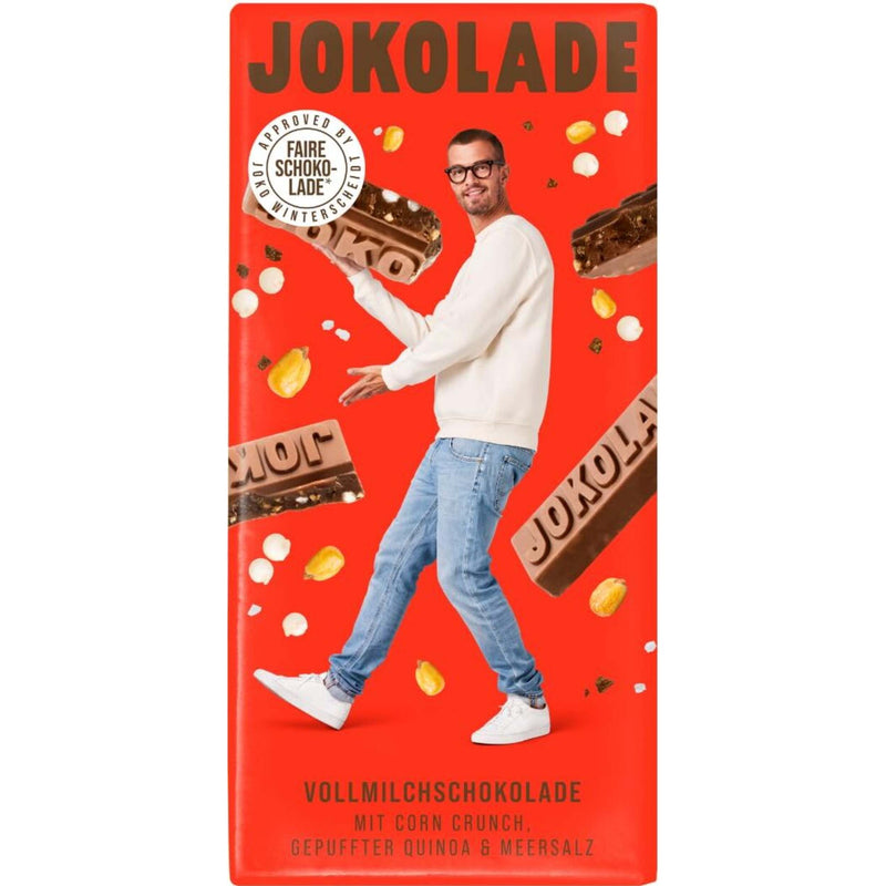 JOKOLADE No3 Vollmilchschokolade mit Corn Crunch, gepuffter Quinoa & Meersalz 140g Tafel