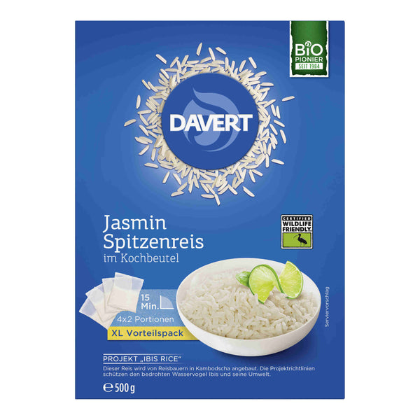 Davert Bio Weißer Jasminreis im Kochbeutel Ibis Rice 500g