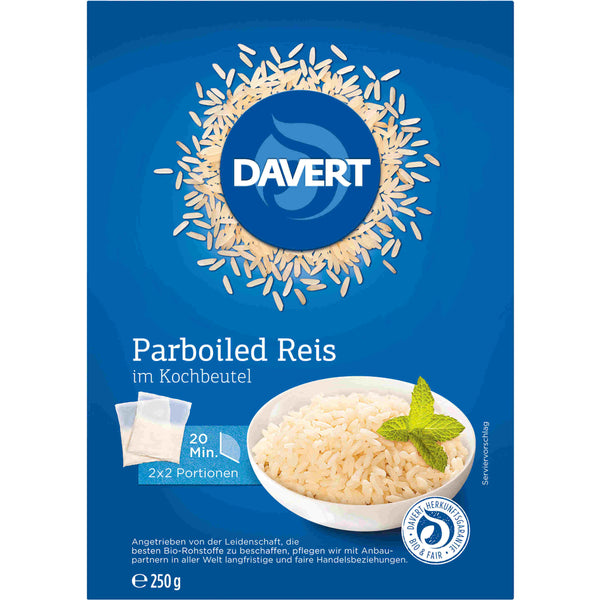 Davert Bio Parboiled Reis im Kochbeutel 250g