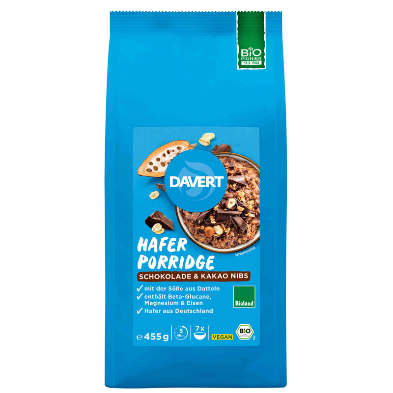 Davert Bio XL Porridge Schokolade mit Kakao Nibs 455g