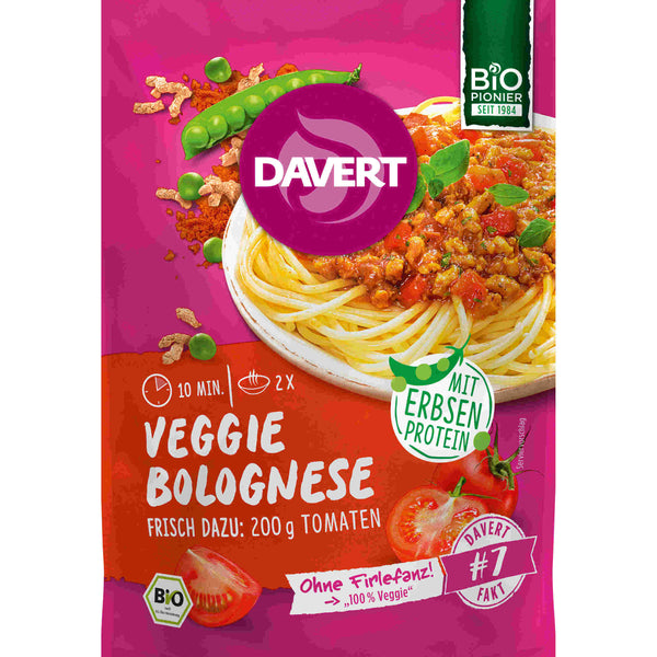 Davert Bio Veggie Bolognese - auf Erbsenproteinbasis 80g