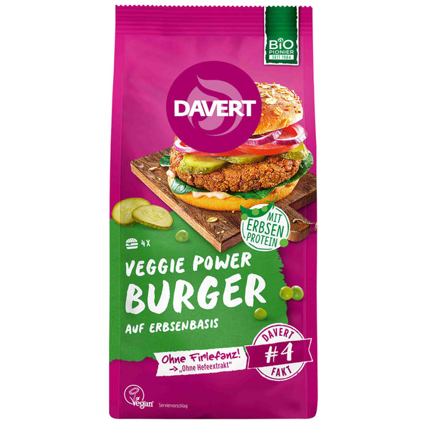 Davert Bio Veggie Power Burger - auf Erbsenproteinbasis 160g