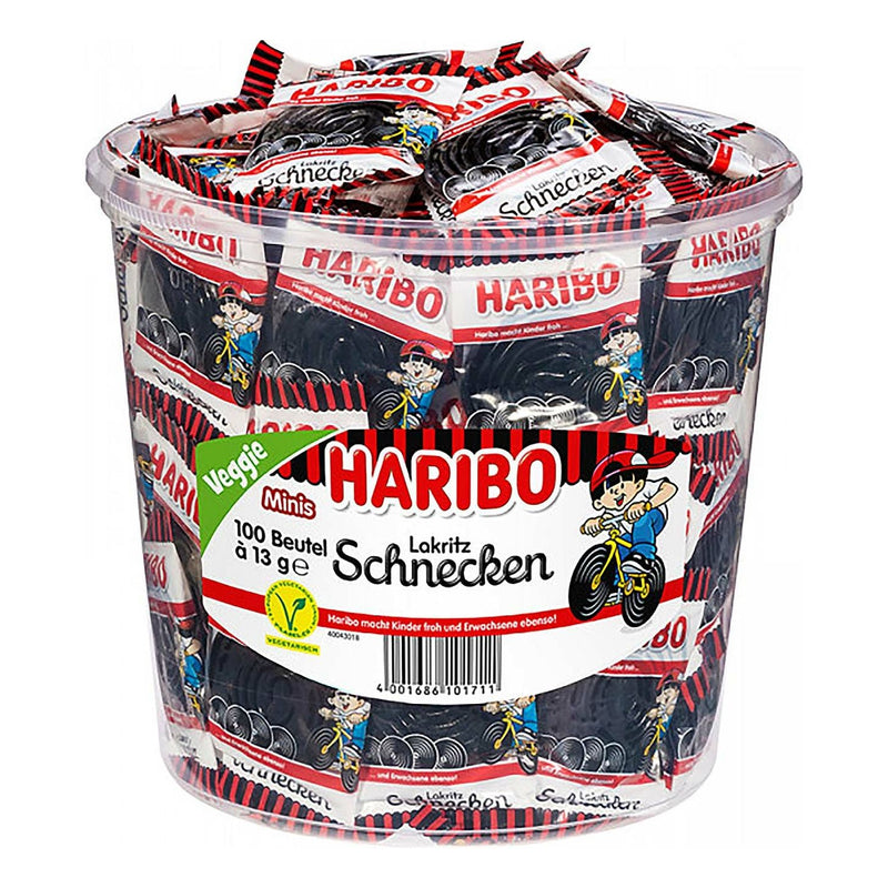 Haribo snails mini bags 100 pieces, 1300 g can