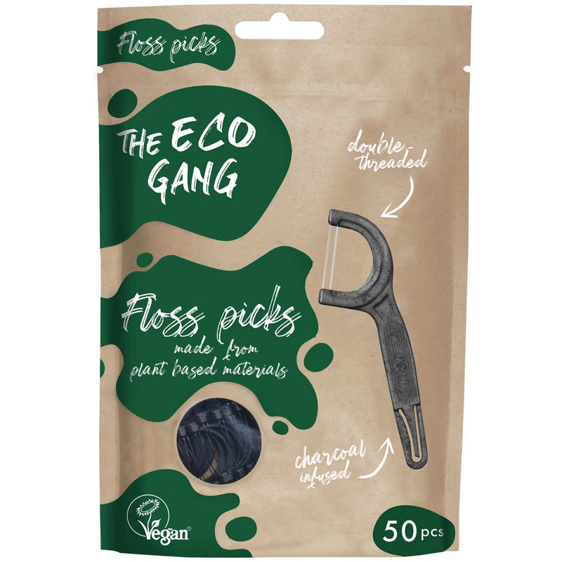 Eco Gang Floss Picks Charcoal 50er Packung