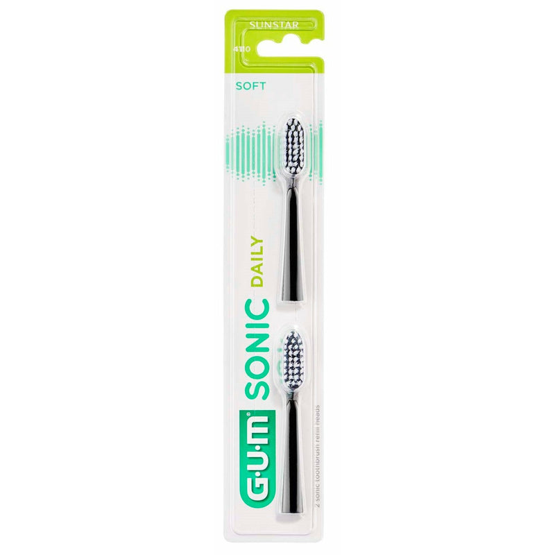 GUM SONIC Daily replacement brushes 2-pack black