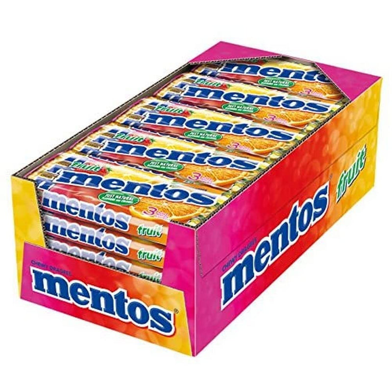 Mentos Kaubonbons Fruit 3x 38g Packung, 25er Pack