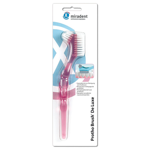 Miradent Protho Brush de luxe prosthesis brush pink transparent