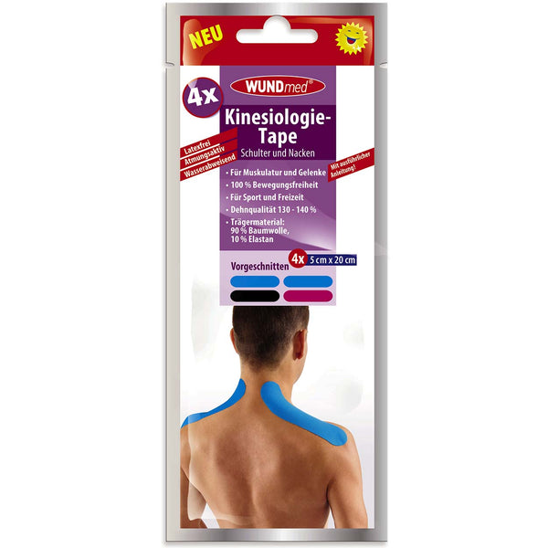 Wundmed kinesiology tape pre-cut shoulder/neck black/pink/blue