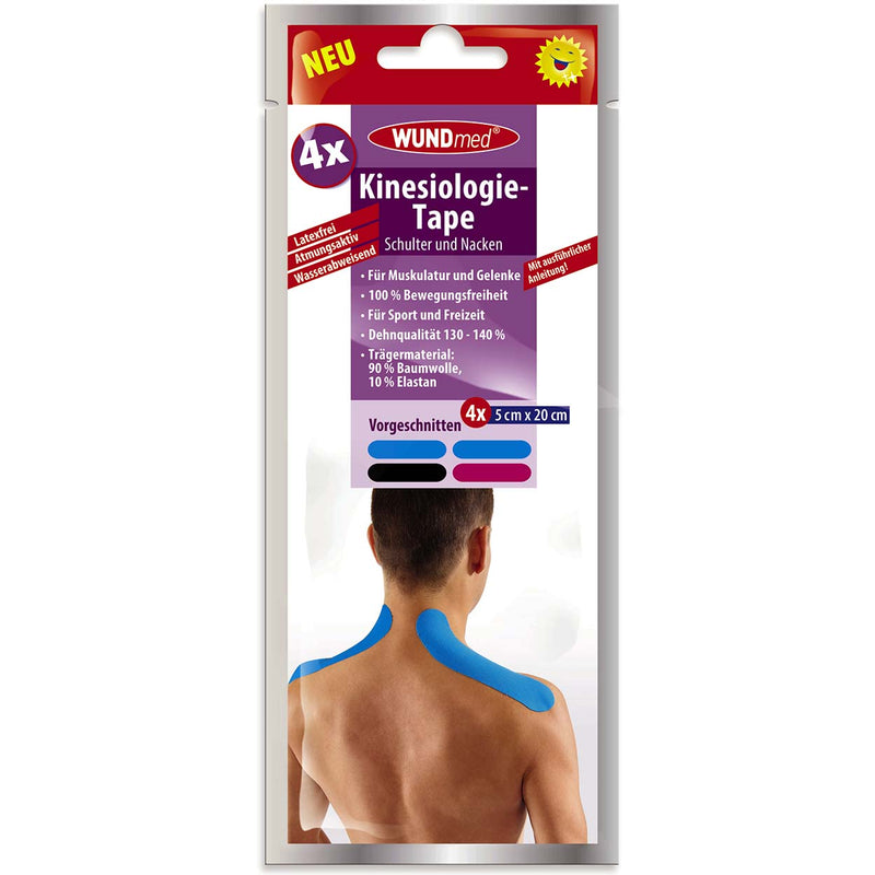Wundmed Kinesiologie-Tape vorgeschnitten Schulter/Nacken schwarz/pink/blau