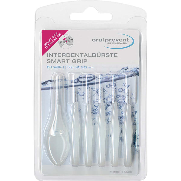 Oral-Prevent interdental brushes pack of 6 Smart Grip 1 white Wire: 0.45 mm