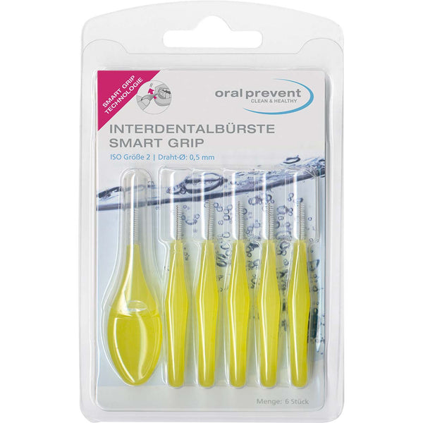 Oral-Prevent interdental brushes pack of 6 Smart Grip 2 yellow Wire: 0.50 mm