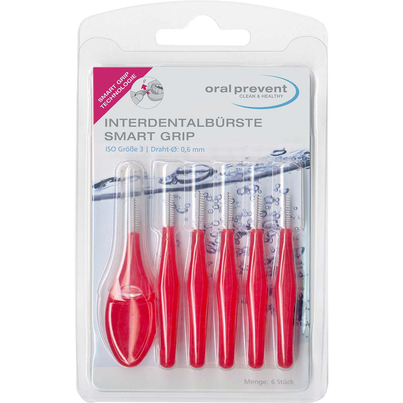 Oral-Prevent Interdentalbürsten 6er Pack Smart Grip 3 rot Draht: 0,60 mm