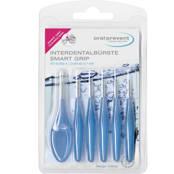 Oral-Prevent interdental brushes pack of 6 Smart Grip 4 blue Wire: 0.70 mm