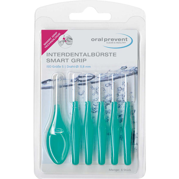 Oral-Prevent interdental brushes pack of 6 Smart Grip 5 green Wire: 0.80 mm