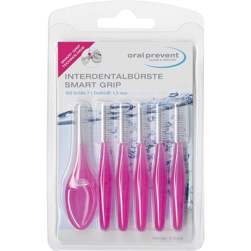 Oral-Prevent Interdentalbürsten 6er Pack Smart Grip 7 lila Draht: 1,10 mm - Bürste: 7,5 mm