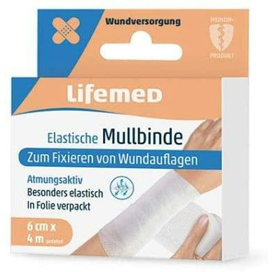 Lifemed elastic gauze bandage 4 m x 6 cm white