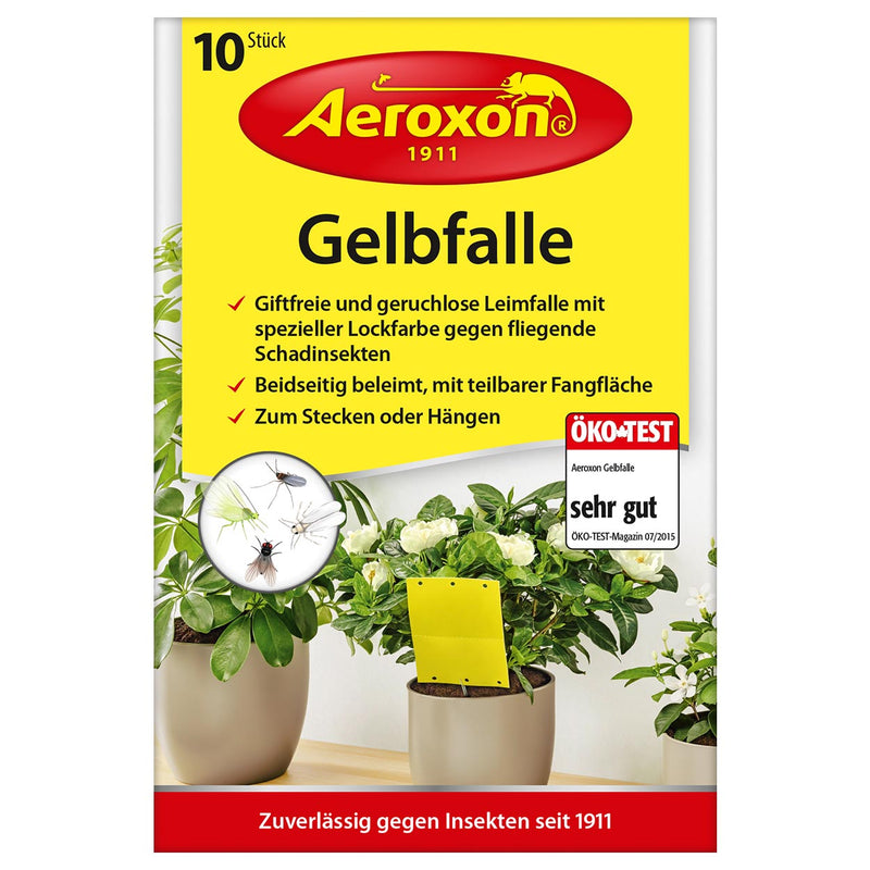 Aeroxon Gelbfalle für Topfpflanzen 10 Stück Packung