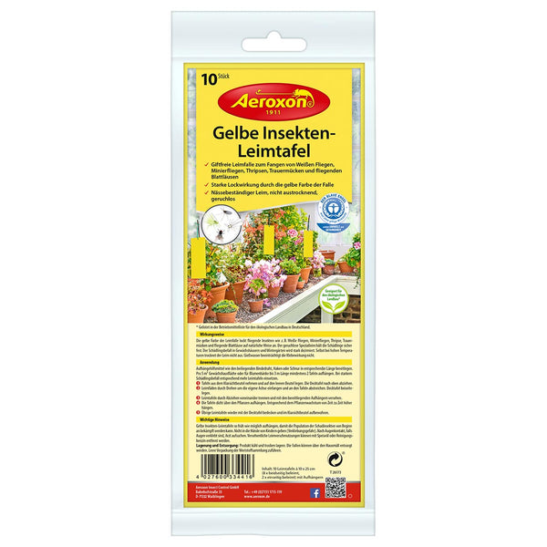 Aeroxon Gelbe Insekten-Leimtafeln 10 x 25 cm 10 Stück Packung