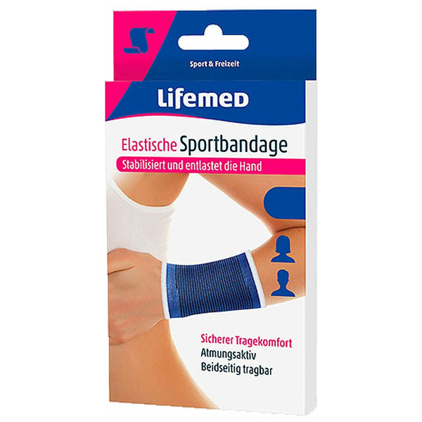 Lifemed elastic sports bandage hand support blue size S