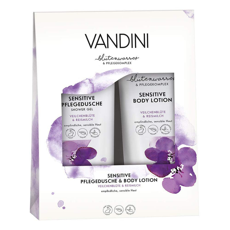 VANDINI SENSITIVE gift set violet blossom & rice milk 2 x 200 ml