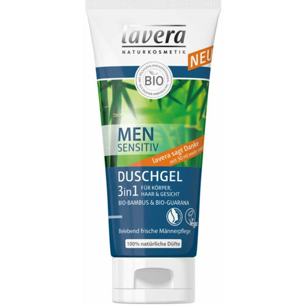 Lavera shower men sensitive shower gel 3in1 for body, hair and face 200ml