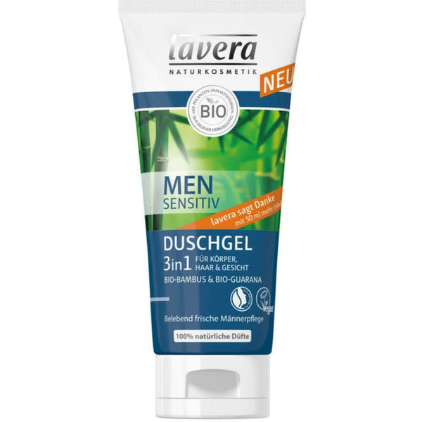 Lavera Dusche Men sensitiv Duschgel 3in1 für Körper, Haar und Gesicht 2er Vorteilspack (2 x 200ml)