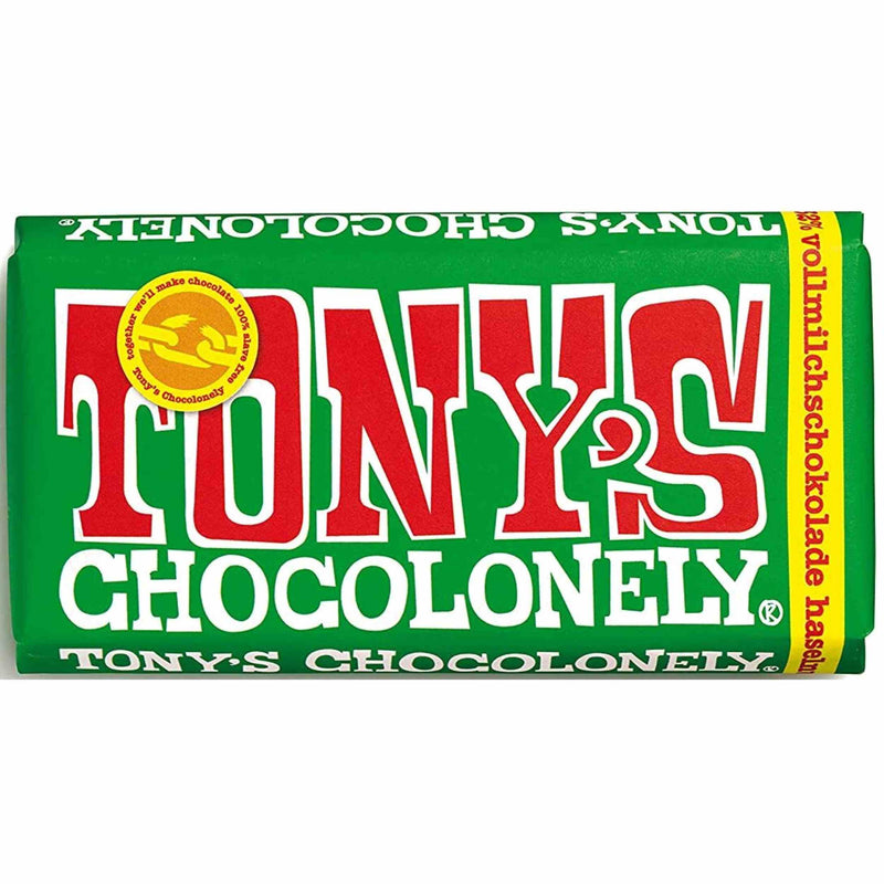 Tony´s Chocolonely - Edle Vollmilchschokolade mit Haselnüssen, 180g