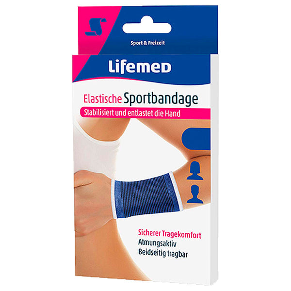Lifemed elastic sports bandage hand support blue size L