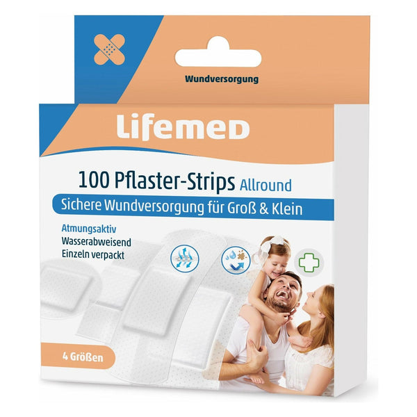 Lifemed Plaster Strips semi-transparent Allround 4 sizes 100 pieces pack