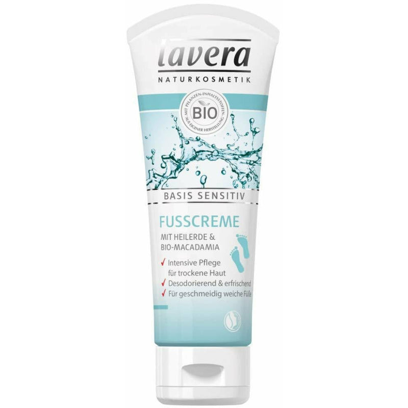 Lavera foot cream basis sensitive with organic macadamia and healing earth 75ml