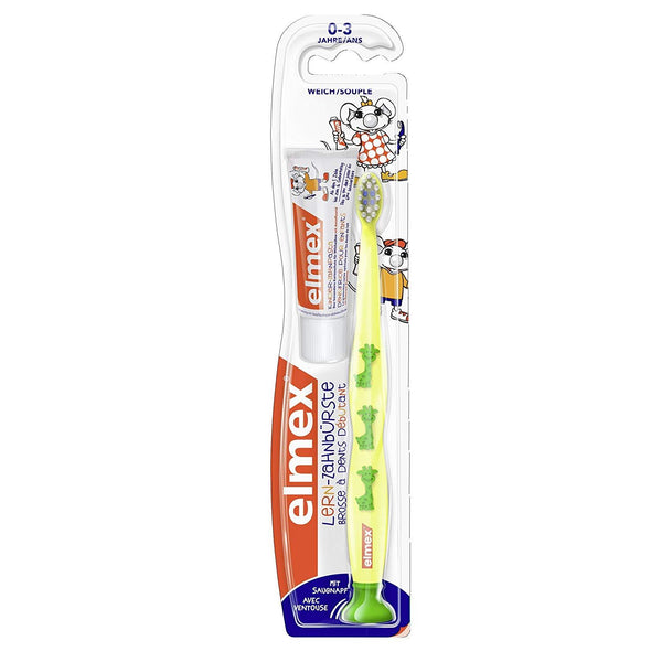 Elmex Lern-Zahnbürste mit elmex Kinder-Zahnpasta 12 ml, 0-3 Jahre