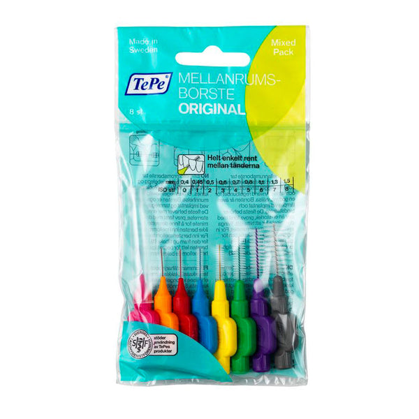 TePe interdental brushes sorted all colors in bags of 8