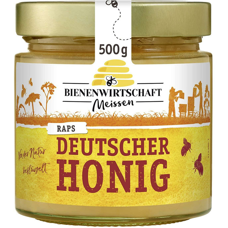Bienenwirtschaft Meißen Deutscher Honig Raps 500g Glas