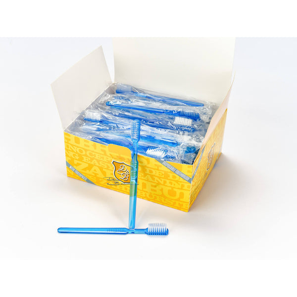 Dr. Bauer´s Einmalzahnbürsten mit Zahnpasta einzel verpackt 100er Packung blau