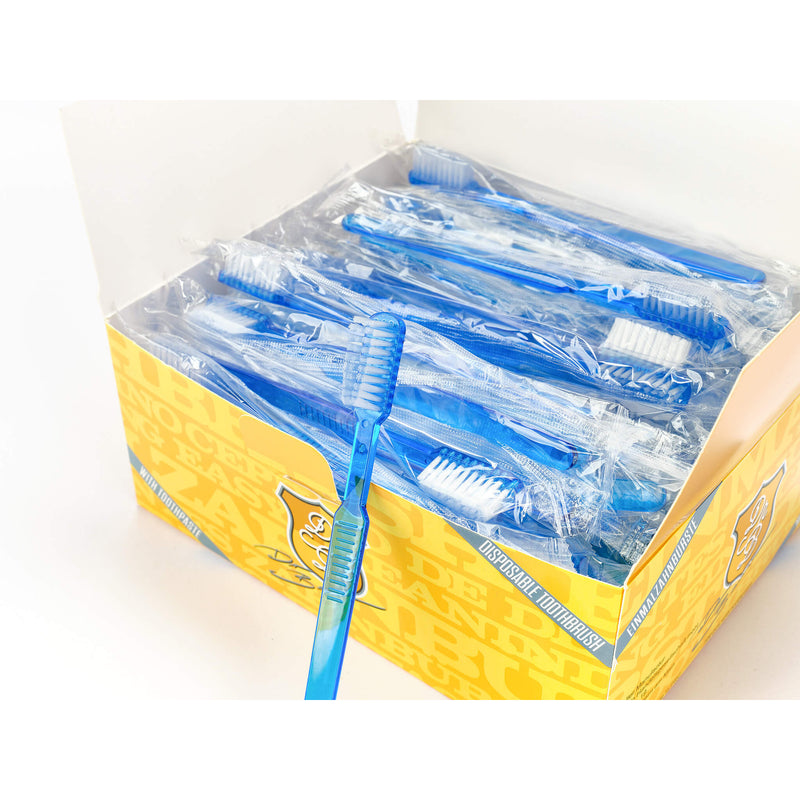 Dr. Bauer´s Einmalzahnbürsten mit Zahnpasta einzel verpackt 100er Packung blau